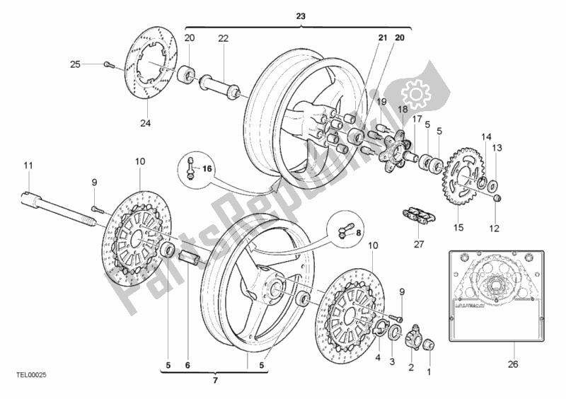 Todas as partes de Rodas do Ducati Supersport 750 SS 2000